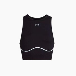 Black and White Athletic Logo Seamless Bra Size S-M